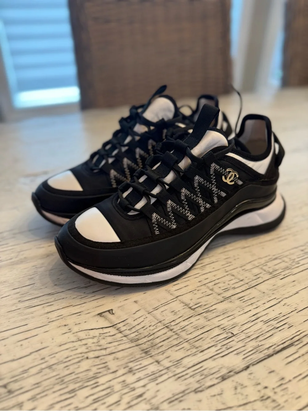 CHANEL Chunky Interlocking CC Logo Sneakers 38 LIKE NEW